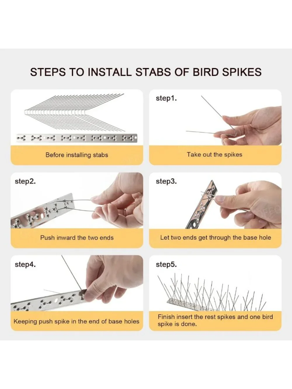 Durable Stainless Steel Bird Spikes Kit - 73.7 Feet Pigeon & Woodpecker